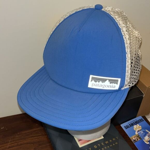 Vintage Blue Reflective Patagonia foam cool unisex SnapBack Mesh trucker cap hat - Picture 1 of 8